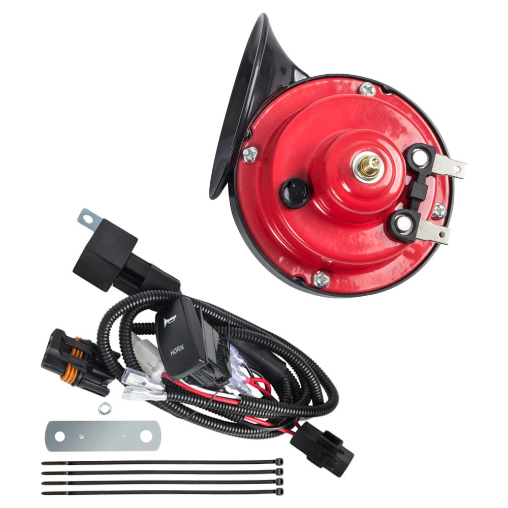 12V Universal Red Loud Car Snail Electric Air Horn Kit with Rocker
