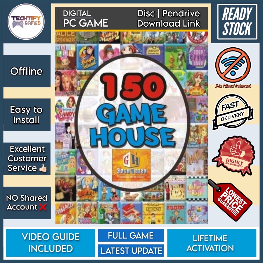 PC Game 150 Gamehouse Games Collection Offline Disc Pendrive