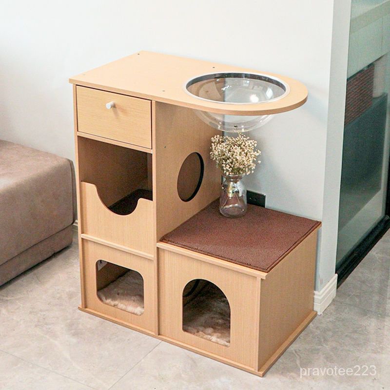 Wooden TwoStory Cat House Cozy Cat Paradise Cat Litter Cat House with