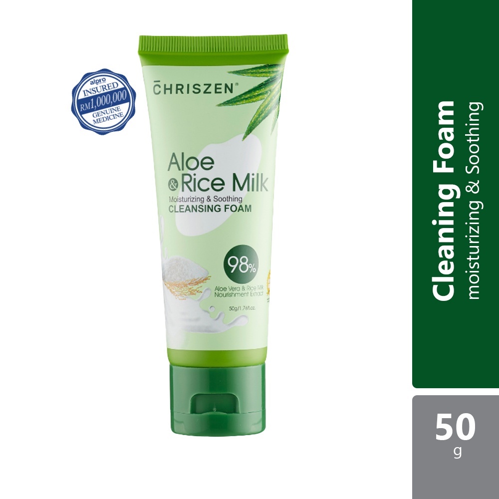 Chriszen 98 Aloe Vera & Rice Milk Cleansing Foam 50g Shopee Malaysia