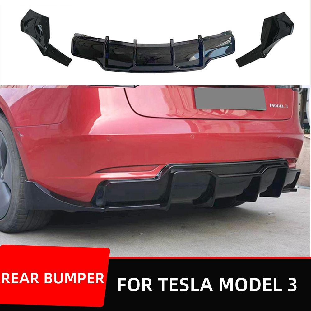 Rear Bumper Diffuser Lip Chin Spoiler Body Kit For Tesla Model 3 2019