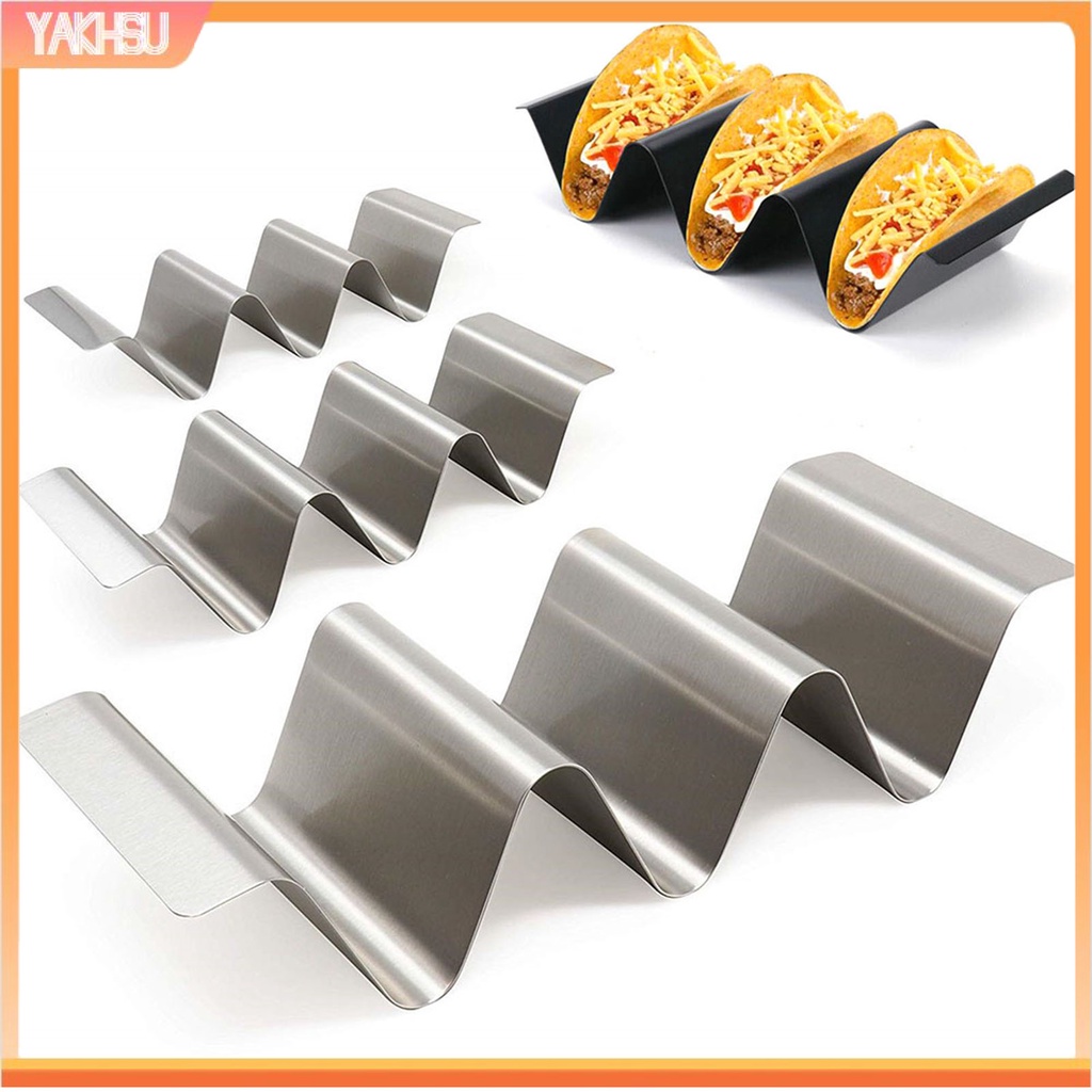 (yakhsu) Stainless Steel Taco Holder Rack Stand Wave Shape Tray Kitchen ...