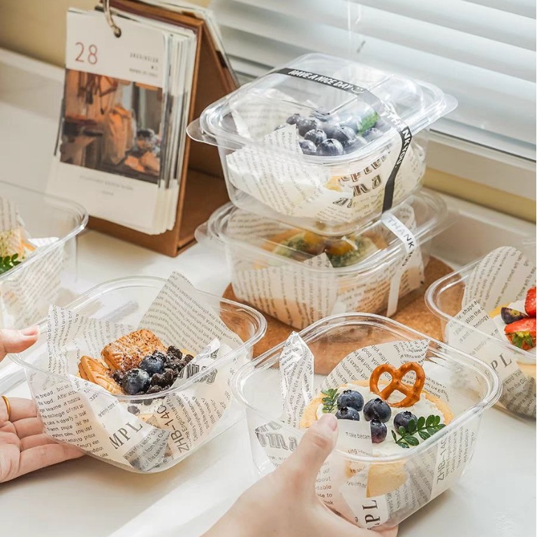 RORA - (10 Pcs) 700ml SQUARE PUDDING BOX I CAKE PLASTIC BOX TRANSPARENT ...