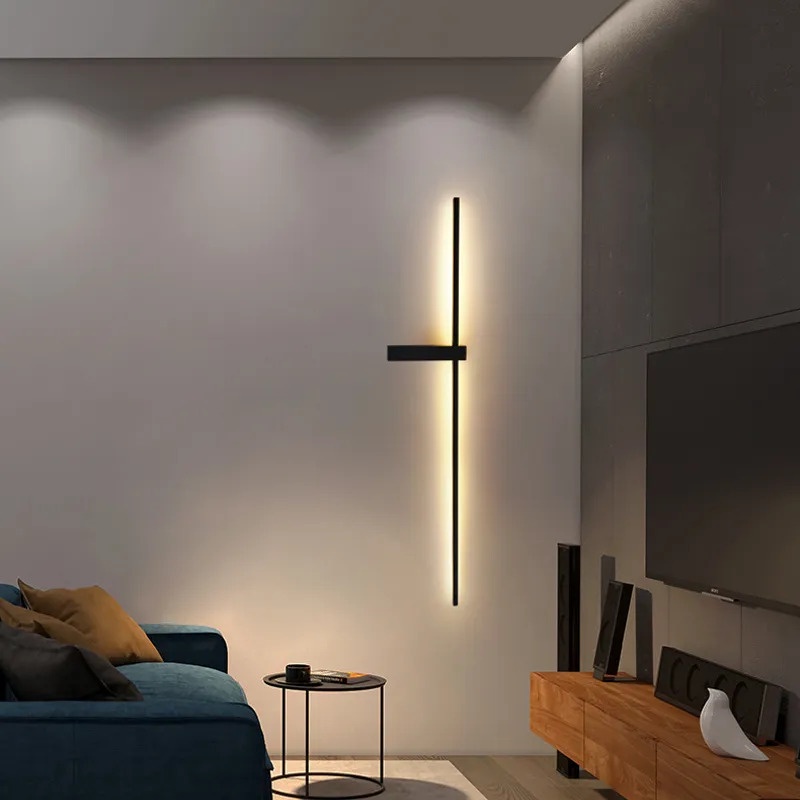JMZM Ambient Warm Light Nordic Modern Long Strip Wall Lamp Simple LED ...