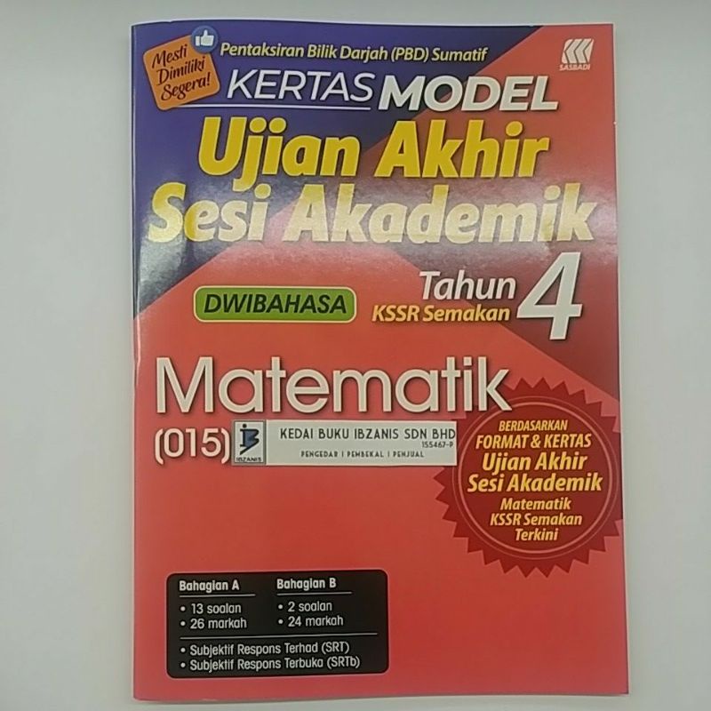 Kertas Model Ujian Akhir Sesi Akademik Matematik Tahun 4 Kssr Shopee