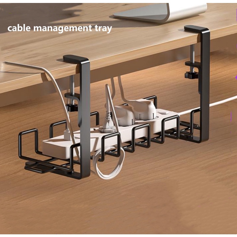 [Ready Stock]No Need to Drill Under Desk Cable Management Tray Clamp ...