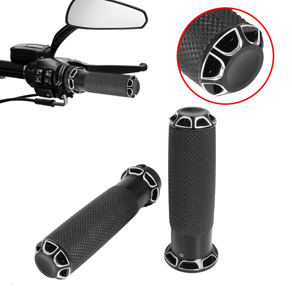 Universal Handlebar Black CNC 1"; 25mm Handle Grips Motorcycle For
