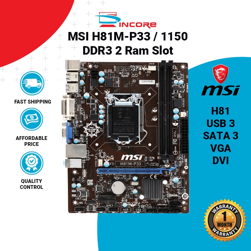 MSI H81M Socket 1150 DDR3 Intel H81 Motherboard 4TH GEN MOBO MAINBOARD