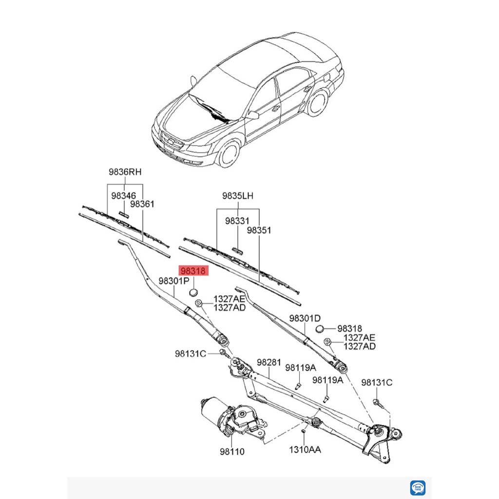 983903F000 × 10pcs Front Wiper Arm Cover Orig. for Hyundai I30 1012