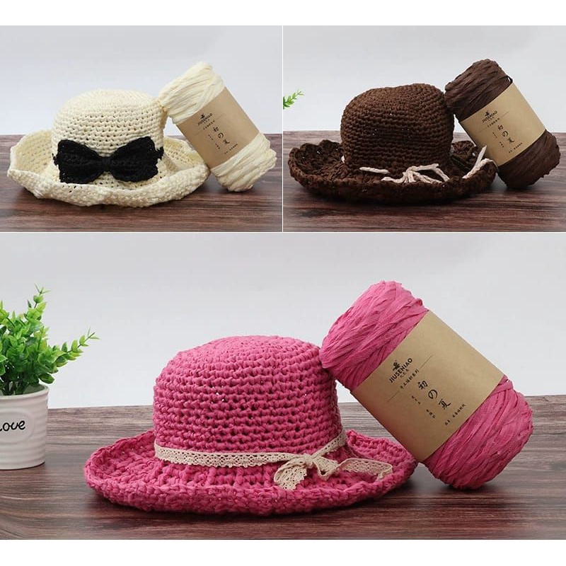 Benang Kait Riben Yarn Crochet Yarns Knitted Hat Tangkai Beg Flat Wire ...
