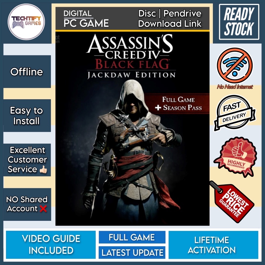 [pc Game] Assassins Creed 4 Black Flag Jackdaw Edition V1 07 All Dlcs Shopee Malaysia