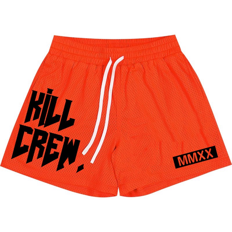 American popular logo 3 pants men's sport mesh qui美式潮牌三分短裤