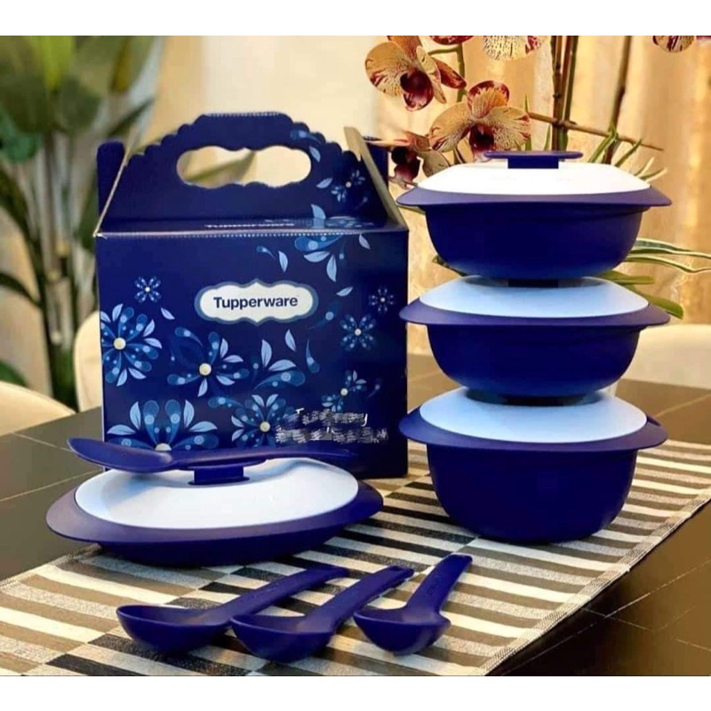 royal blue petit serveware set hidangan raya tupperware brands Shopee