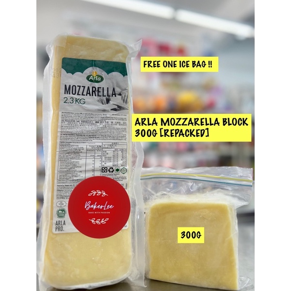 ARLA MOZZARELLA BLOCK 300G MOZZARELLA CHEESE BLOCK (REPACK FROM HALAL