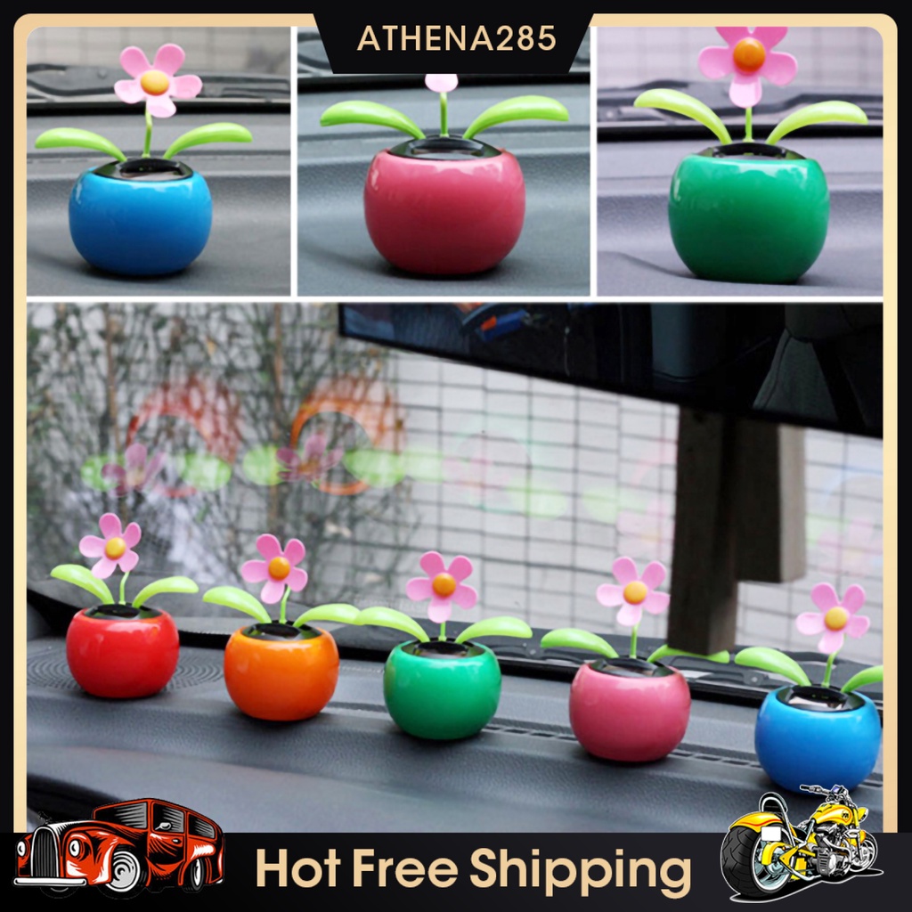 Solar Powered Dancing Flower Flip Flop Leaves Car Display Dashboard Toy