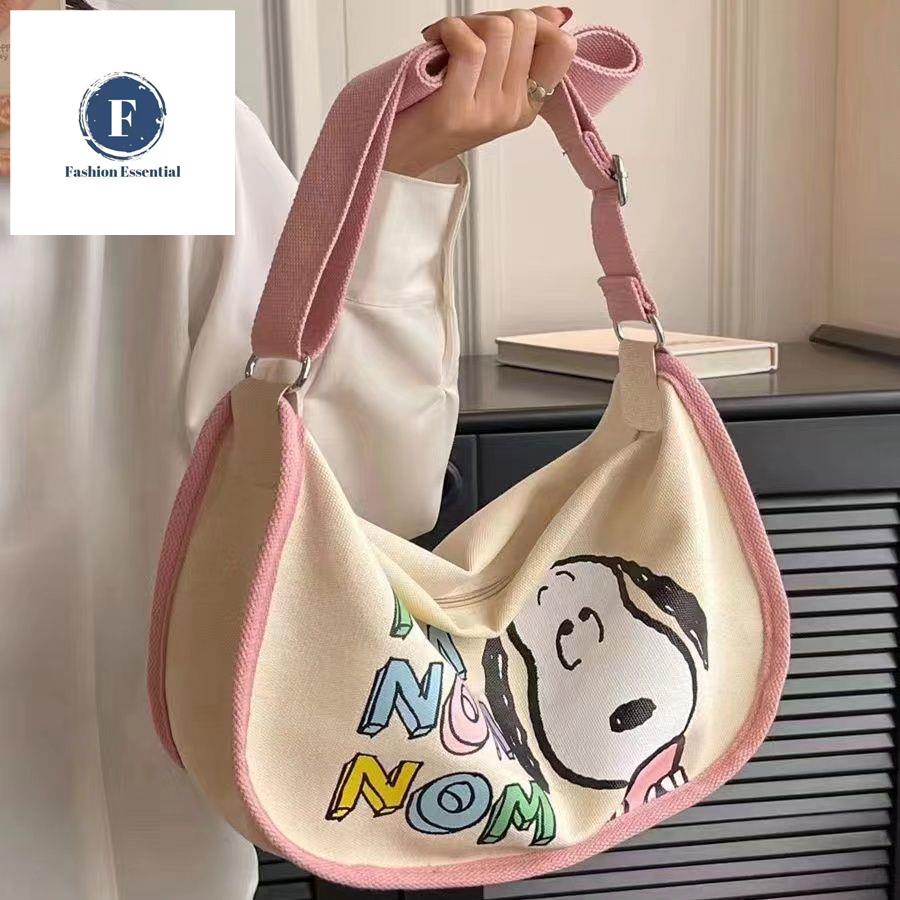 2023 New Style Cute Cartoon Snoopy Messenger Bag Shoulder Bag Canvas Bag Student Bag Shopee Malaysia