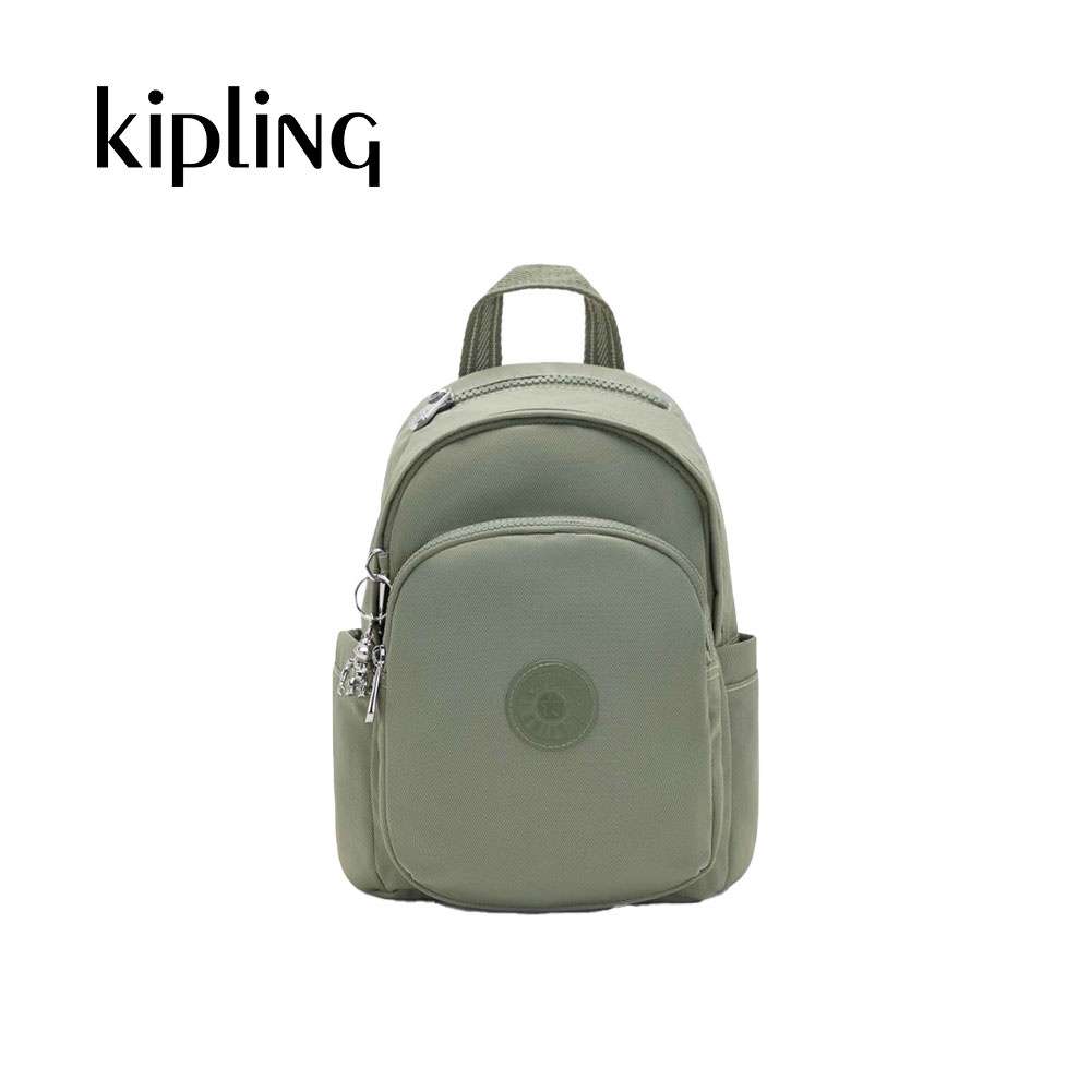 BACKPACK 45 IN SEAWEED GREEN RE-NYLON AND BROWN CALFSKIN TRIM