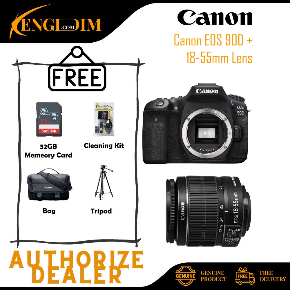 Canon EOS 90D DSLR Camera with 1855mm Lens (CANON MALAYSIA WARRANTY
