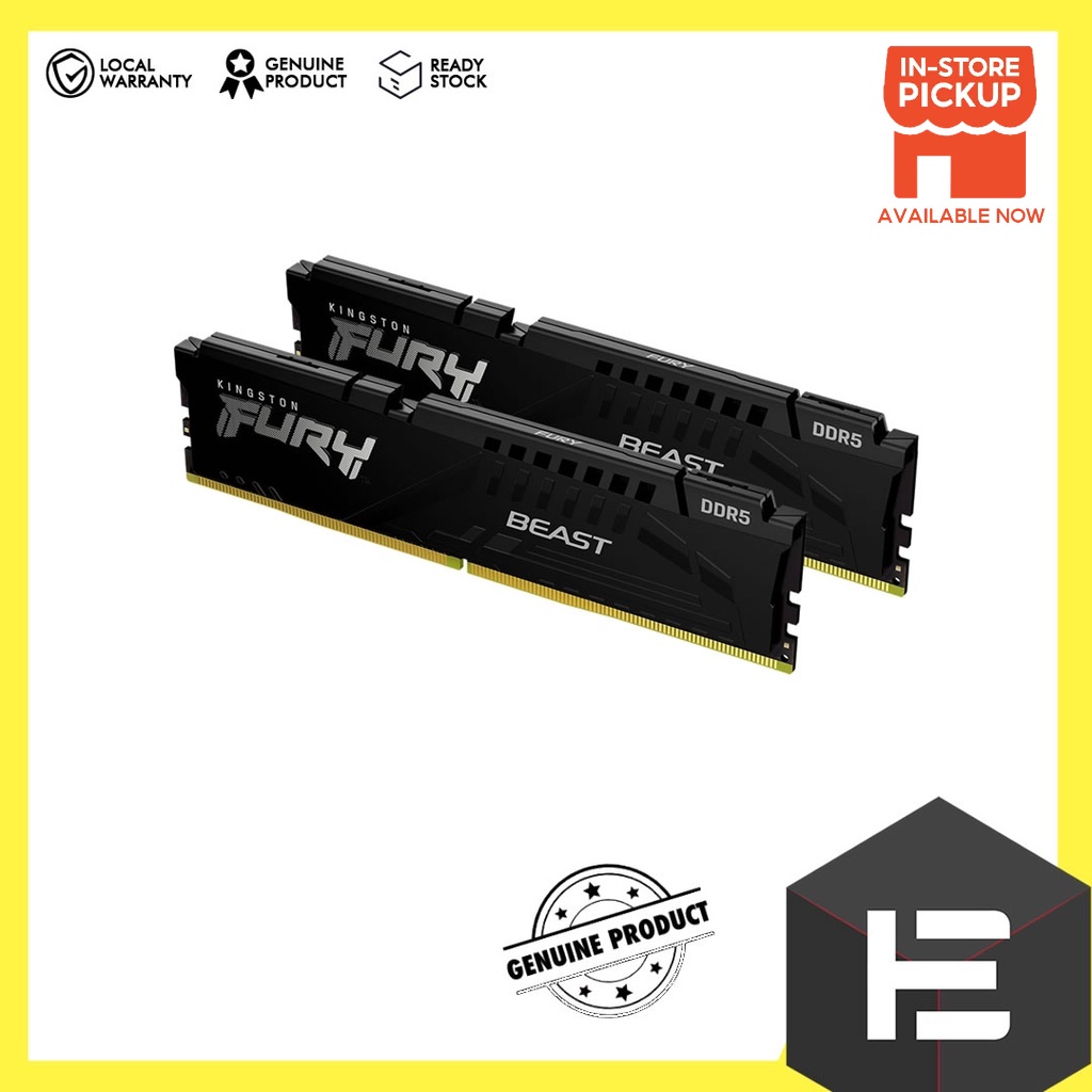 Kingston FURY Beast RGB 32GB (2x16GB) DDR5 6000MHz CL36 Memory AMD