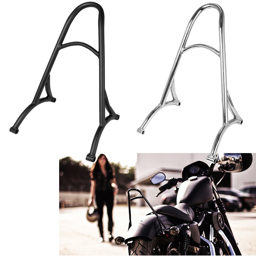 Black/ Chrome Rear Sissy Bar Passenger Backrest Motorcycle Back Rest ...