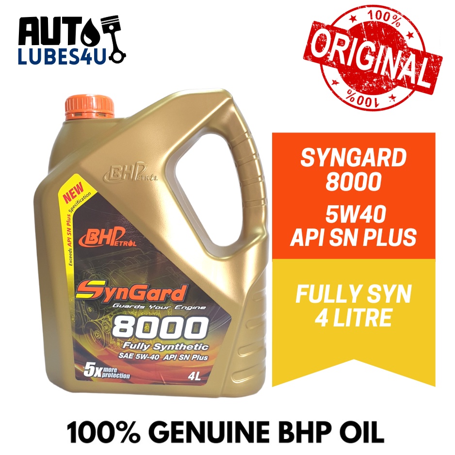 BHP SynGard 8000 5W40 Fully Synthetic 4L BHP Car Engine Oil Shopee