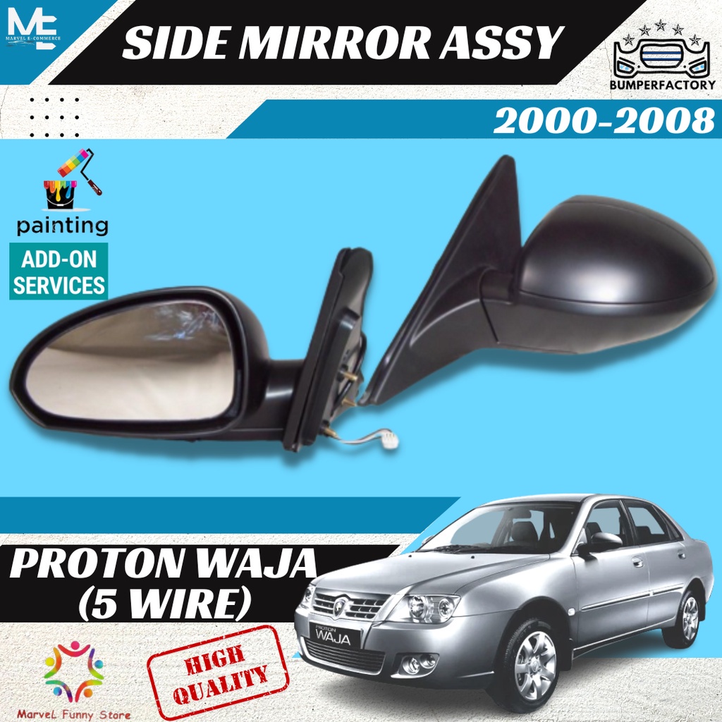 Proton Waja 2000 Side Mirror Assy Sisi Cermin 5 Wire Autoflip 100 New