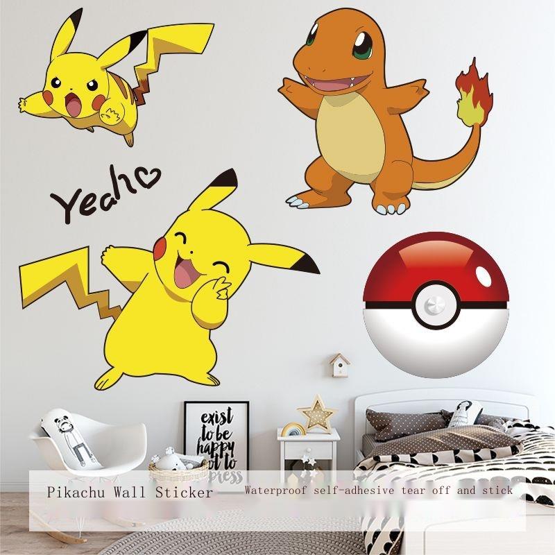 Wall stickersPikachu stickers pokemon large size cartoon cute wallpaper