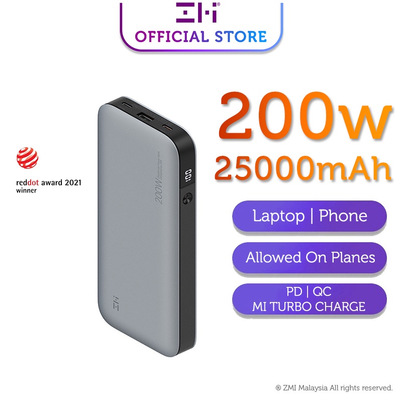ZMI QB826 No. 20 Laptop PowerBank 200W/210W , 25000mAh PowerPack, Power