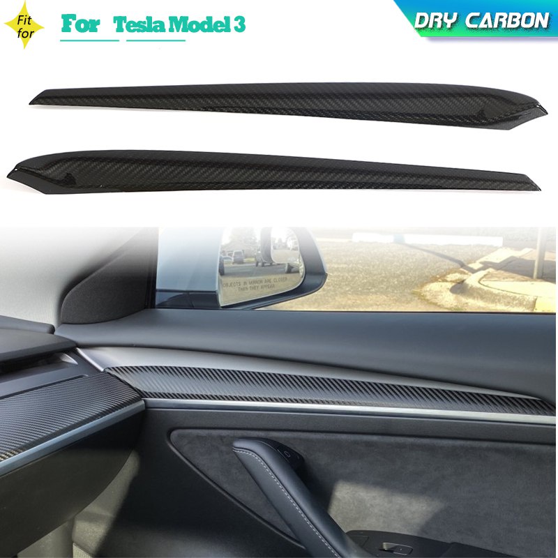 Dry Carbon Car Interior Front Door Panel Trim For Tesla Model 3 Y 2021 ...