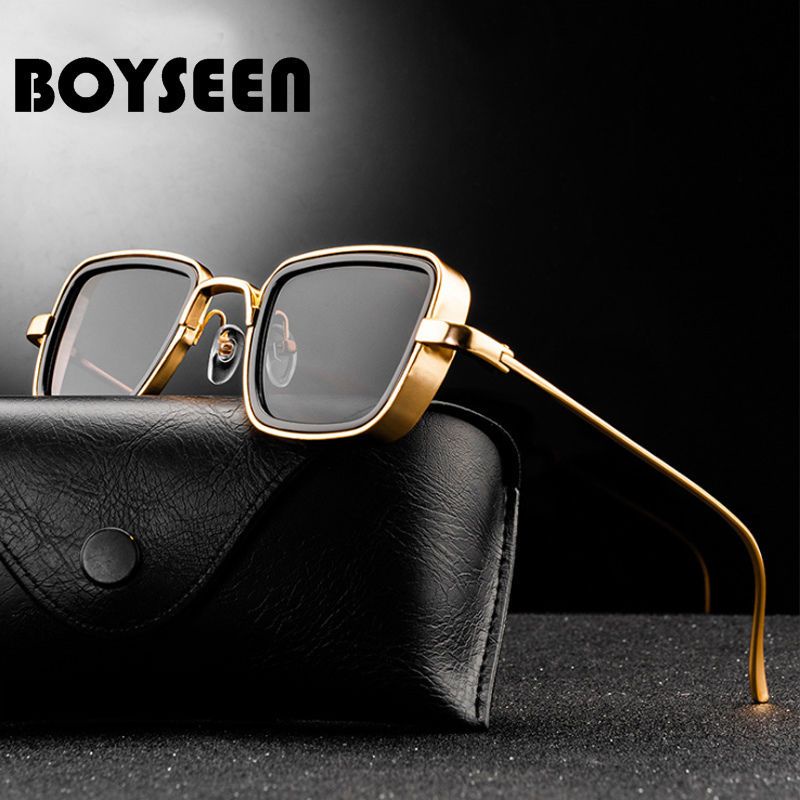 BOYSEEN朋克复古太阳镜男士复古厚边金属方框潮流墨镜 | Shopee Malaysia