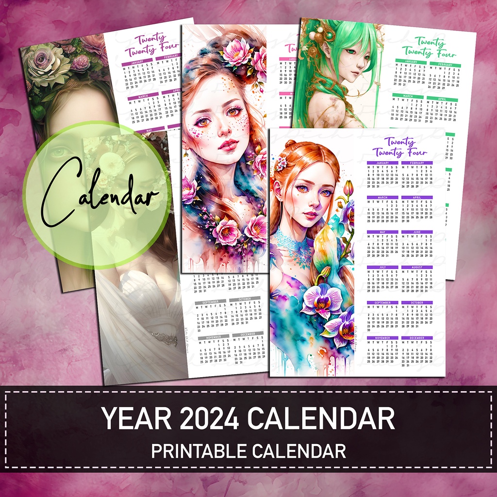 FuchsDich Printable Year 2024 Calendar | Printable Calendar | Digital ...