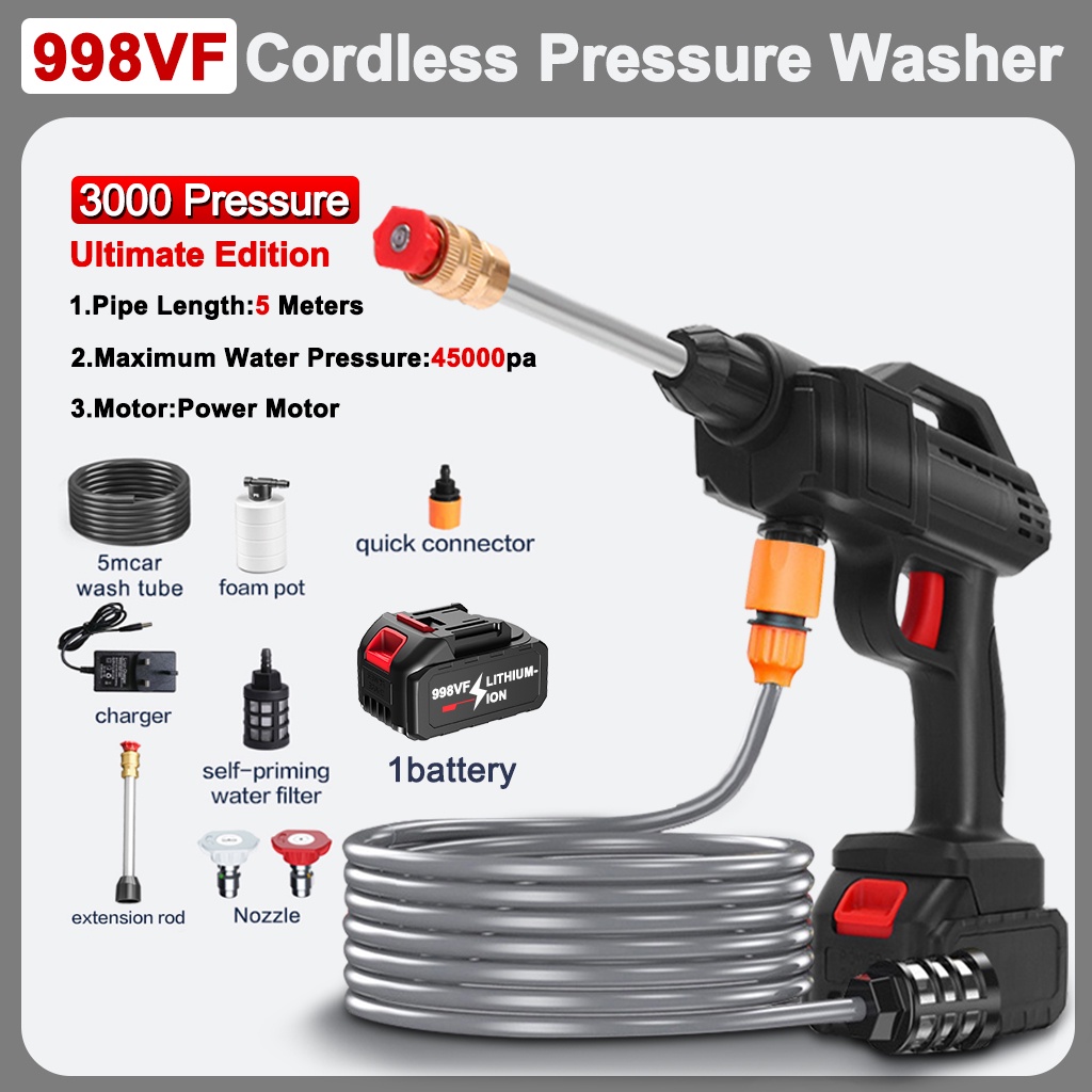 998VF Water Jet Cordless Car Wash Floor Tiles Cleaner Spray Gun Water ...