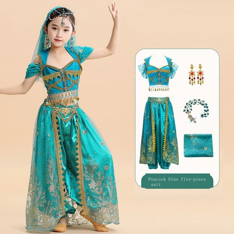 open lace back dress Naomi Scott Cosplay Princess Jasmine Aladdin the Movie Outfit Peacock   TrendsinCosplay
