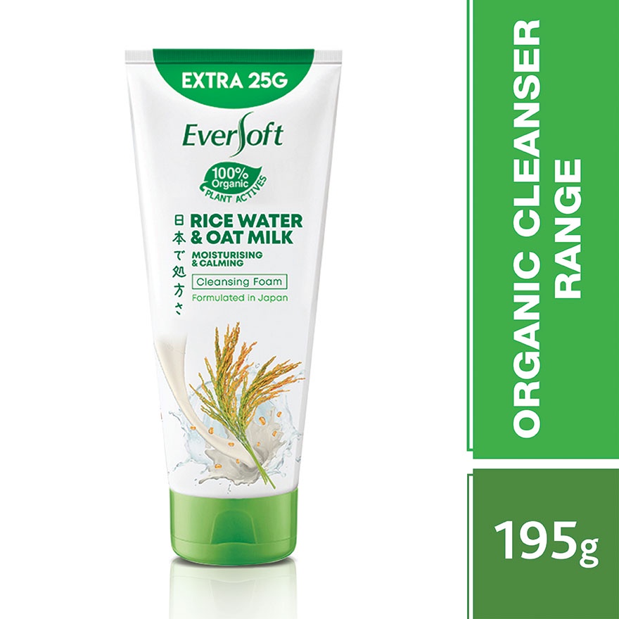 Eversoft Rice Water And Oat Milk Facial Cleanser 195g Extra 25g