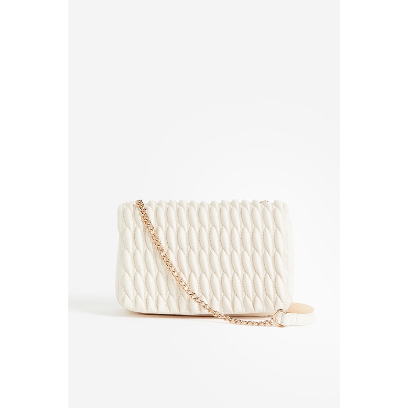 H&M Quilted shoulder bag White Dusty Light Shopee Malaysia