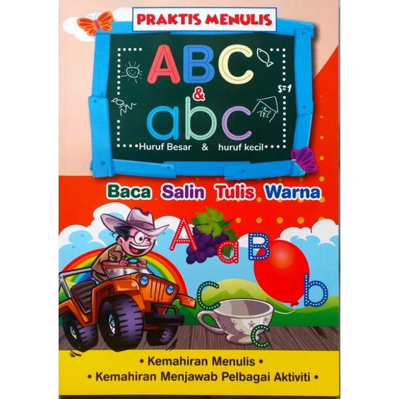 Praktis menulis ABC huruf kecil & huruf besar latihan baca salin tulis