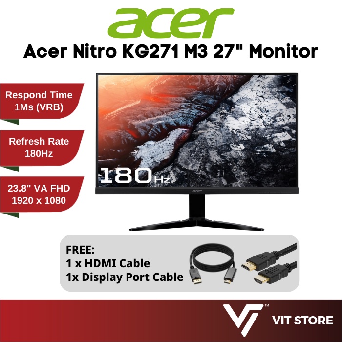 Acer Nitro KG271 M3 / XV270 M3 Gaming Monitor 27" FHD, IPS, 180Hz, 1ms ...