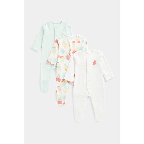 Mothercare 3 Pack Strawberry Sleepsuits main image 0