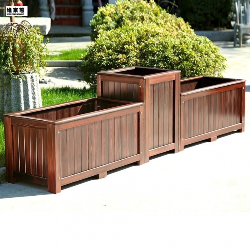 HY& Balcony Planting Basin Antiseptic Wood Flower Box Rectangular Solid ...