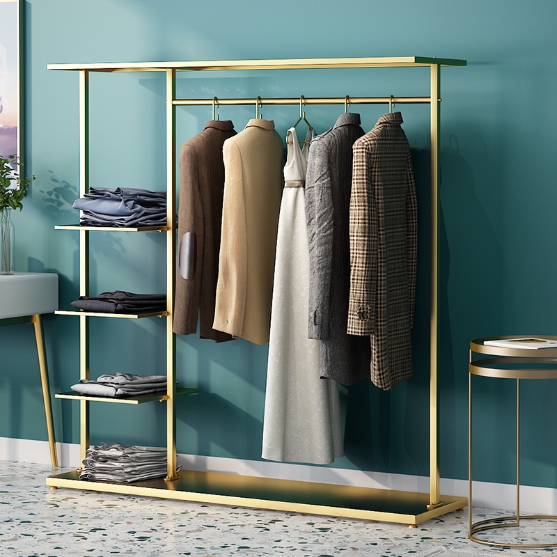 HY Nordic Simple Wrought Iron Clothes Rack Household Bedroom Simple Vertical Coat Rack Clothing