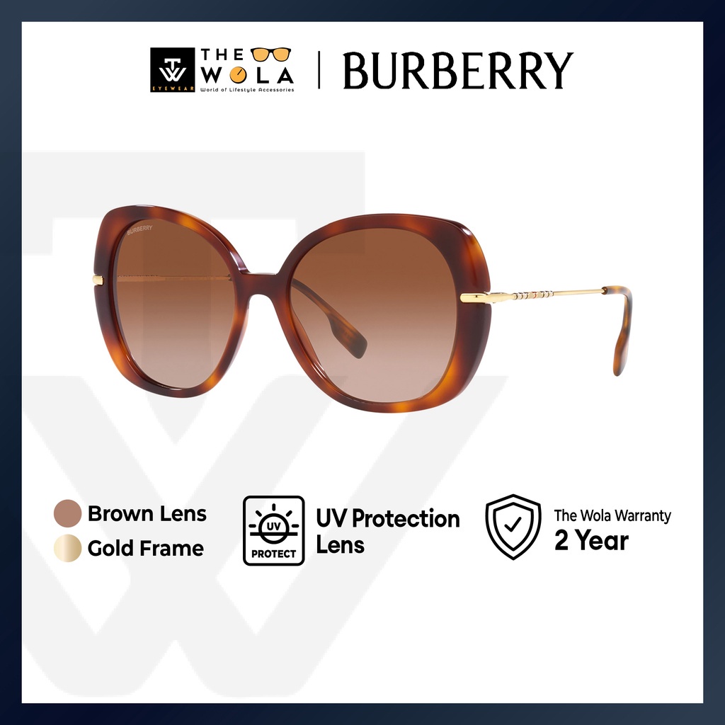 (2 Years Warranty) Burberry Women's Square Frame Gold Acetate