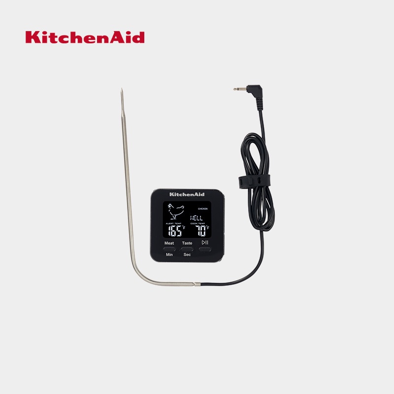 KitchenAid Stainless Steel Digital Kitchen Thermometer With Timer and LeaveIn Oven Probe