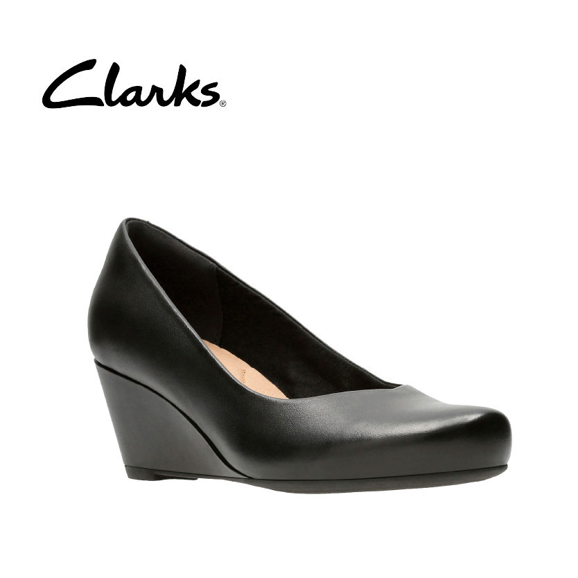Clarks Women s Flores Tulip Black Leather Shopee Malaysia