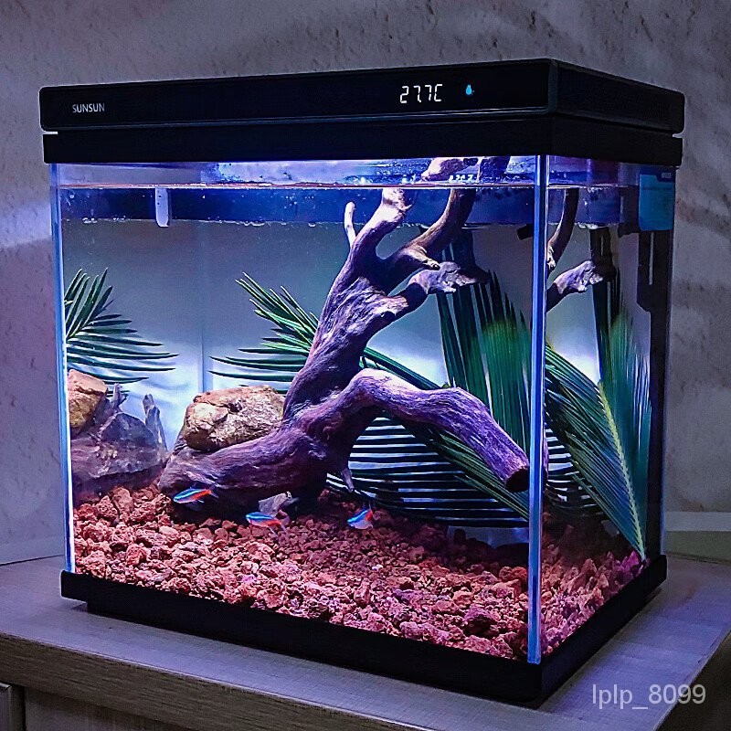 ST-⛵SUNSUN Super White Glass Fish TankXHE-380(Black)Oxygen-Increasing ...