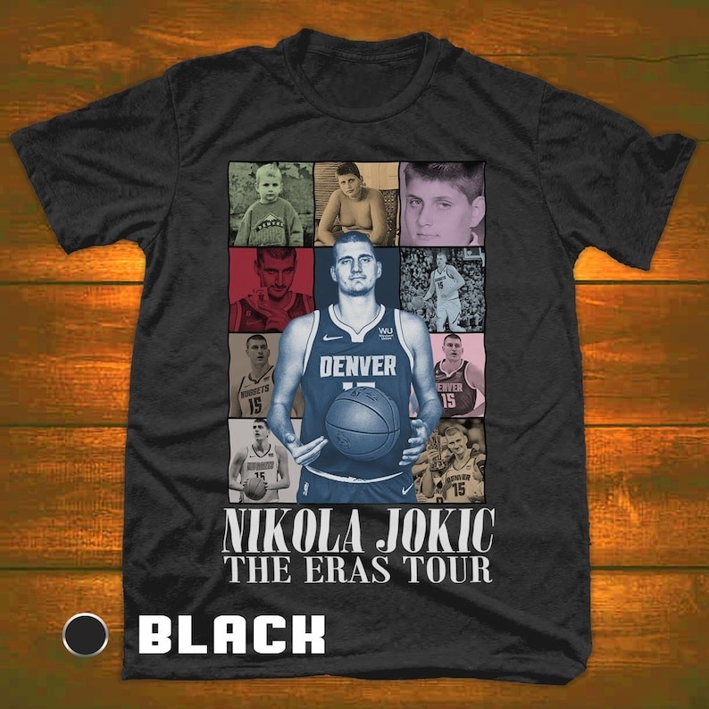 500 LEVEL Nikola Jokic 3/4 Sleeve Raglan T-Shirt – Denver Font Design, Navy/Heather Gray - View #2