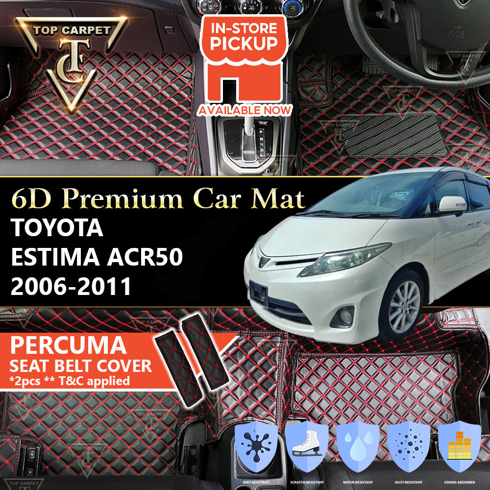Top Carpet TOYOTA ESTIMA ACR50 ( 2006 - 2011 ) 6D PU Leather Car Carpet ...