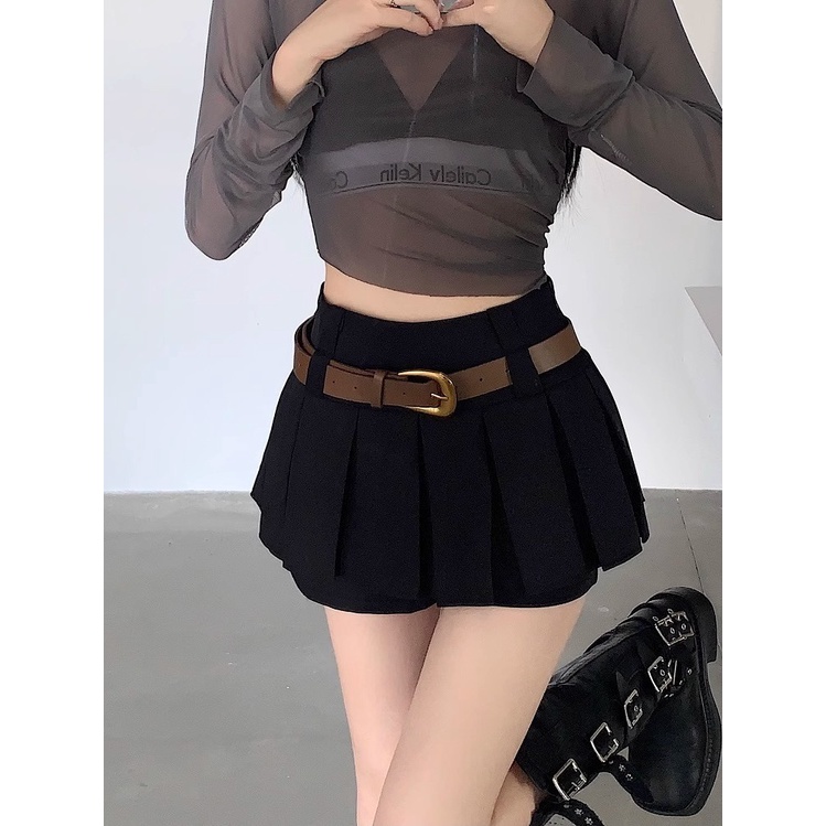 Daiiibabyyy  Korean Woolen A-line Shorts Women Hot Girl High Waist with Belt Slim Shorts Fashion Casual All Match Solid Color Wide-Leg Shorts main image 0