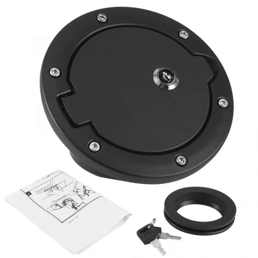 Black Locking Gas Tank Fuel Filler Cover Cap With Key For Jeep Wrangler JK 07-17