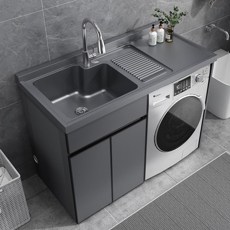 HY New Alumimum Balcony Washing Machine Cabinet Combination Laundry Tub Pool Inter Platform