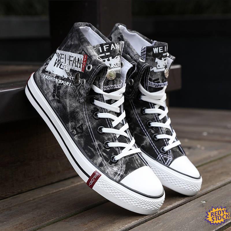 Ready Stock High-Top Canvas kasut sukan lelaki Canvas shoes men's top ...